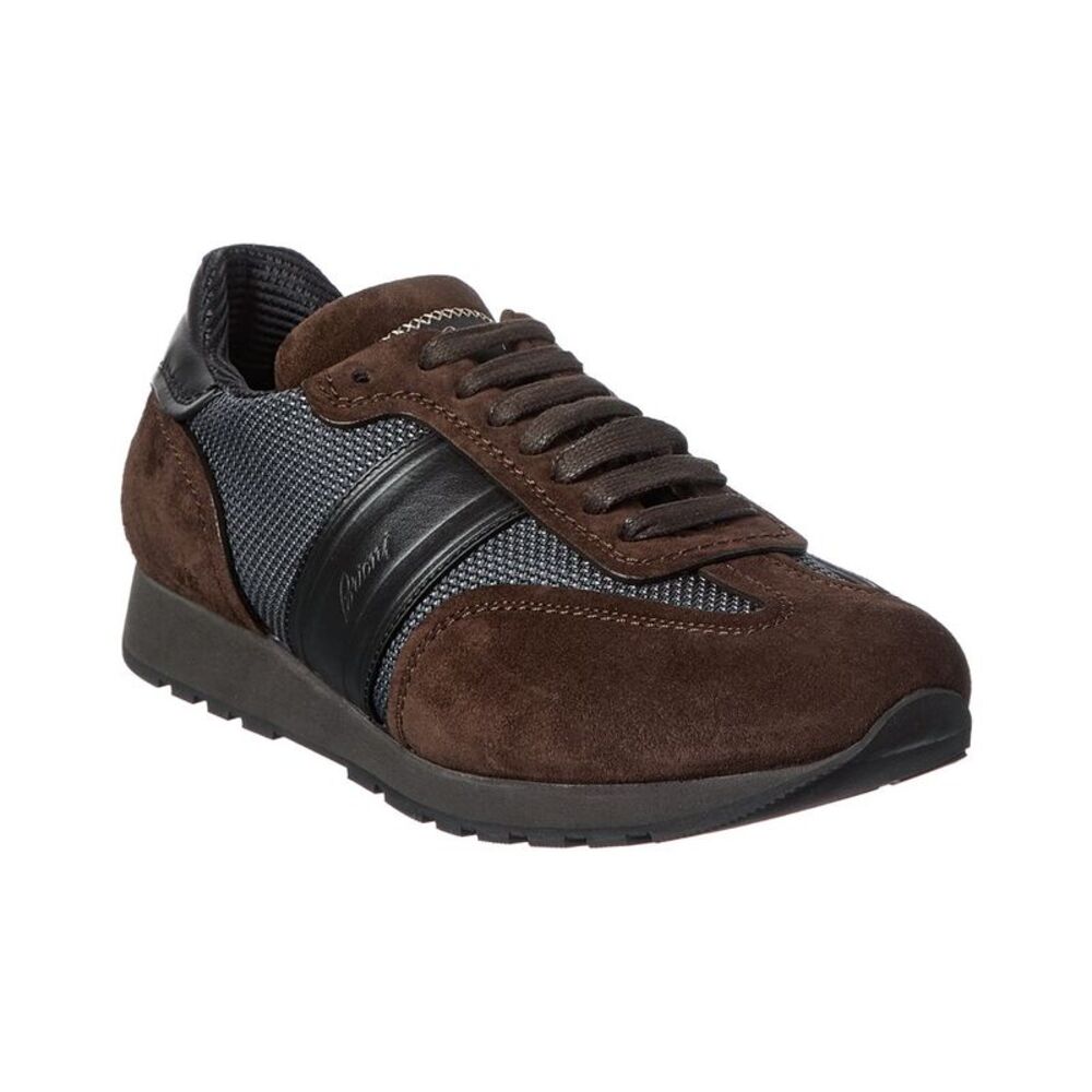 Brioni Suede-Trim Runner Sneaker, Brown